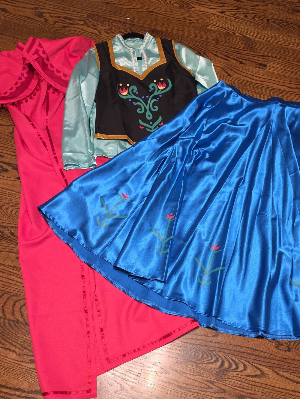 Womens Premium Frozen Costume - Anna Dress Set with Floral Skirt